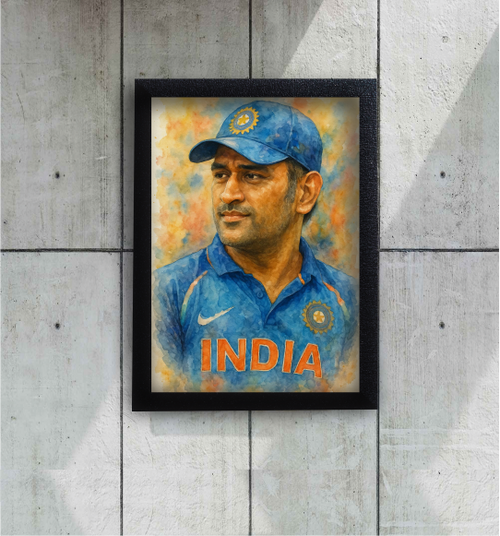 MS DHONI A4 SIZED FRAMED POSTER